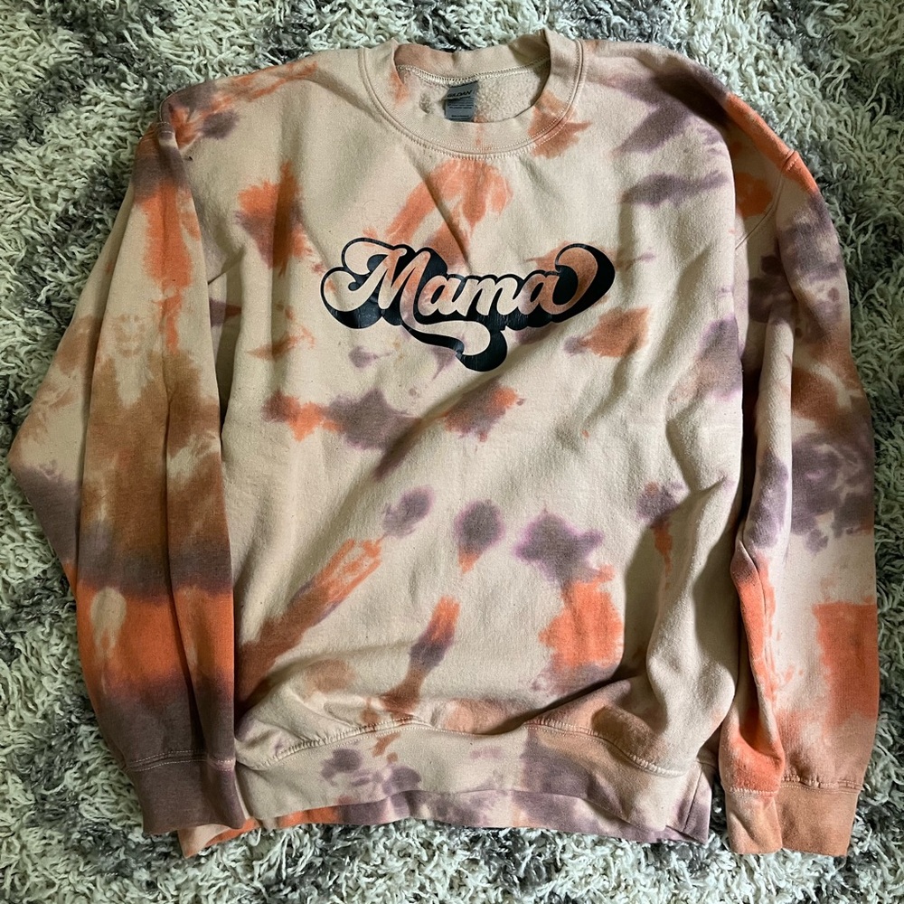 Gildan 'Mama' Tie-Dye Crewneck Sweatshirt - Pink, Orange & Purple